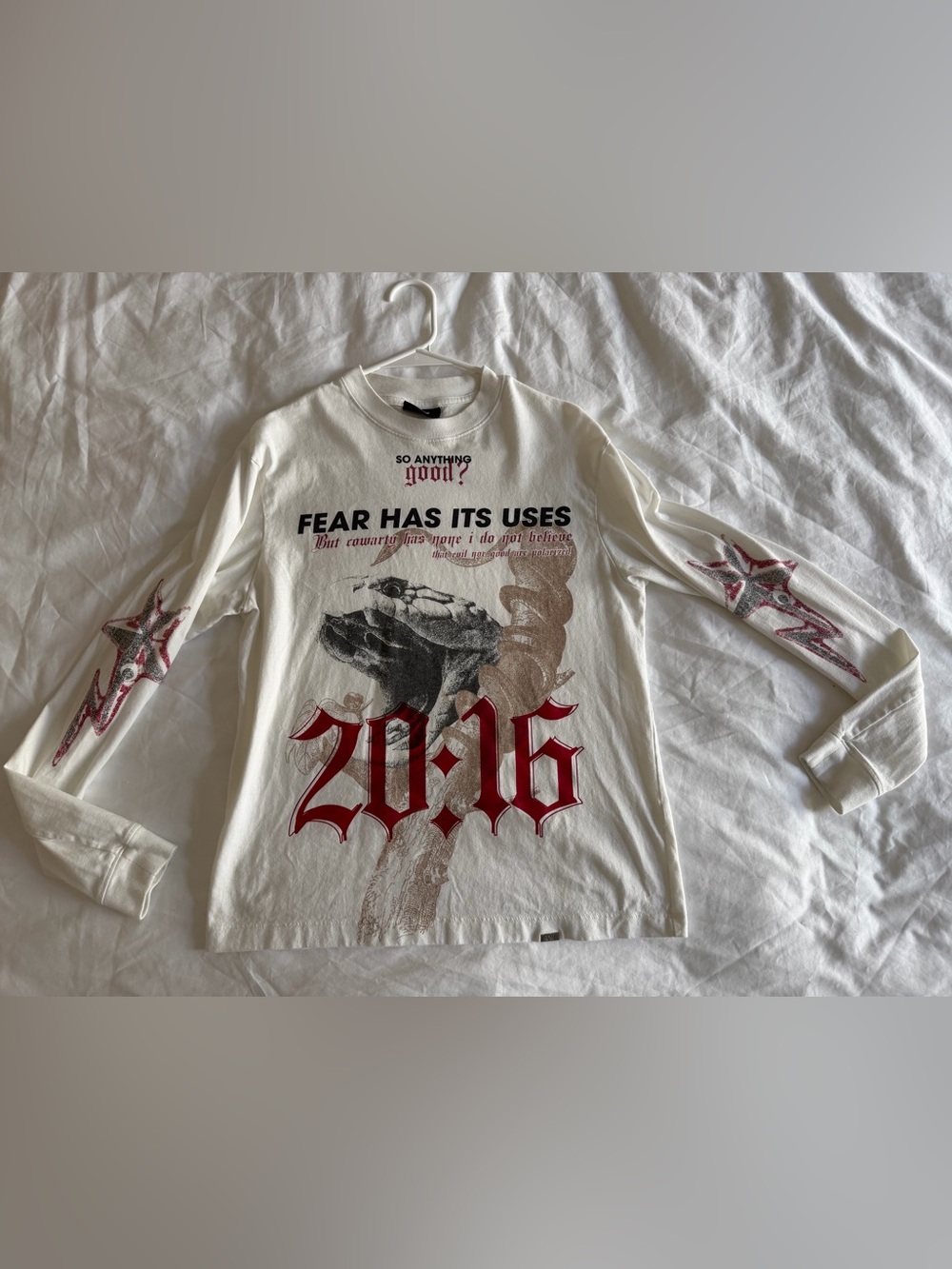 Rome Cream Long-Sleeve Graphic Tee with Red Accents